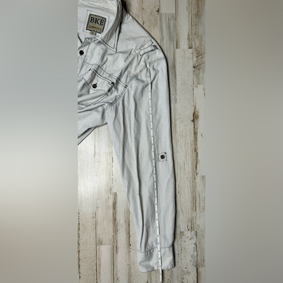 Buckle BKE Shirt Mens XXL White Black Stripe Long Sleeve Athletic Fit - Picture 7 of 13